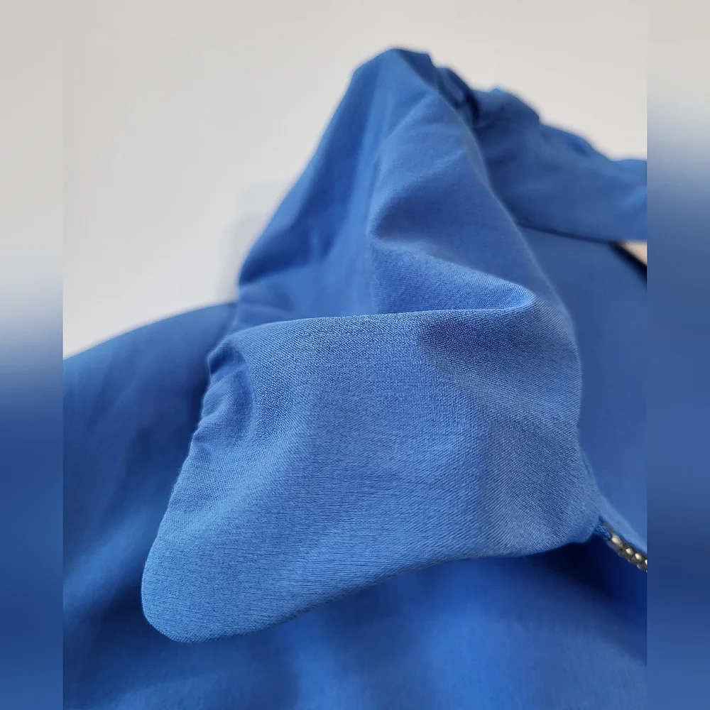 Laura Ashley Women's Small Blue Lightweight Full Zip Utility Tie Waist Jacket